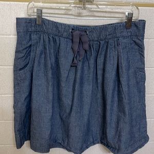 J. Crew Skirt Size Large Elastic Drawstring Waist Front Pockets- Jean blue color